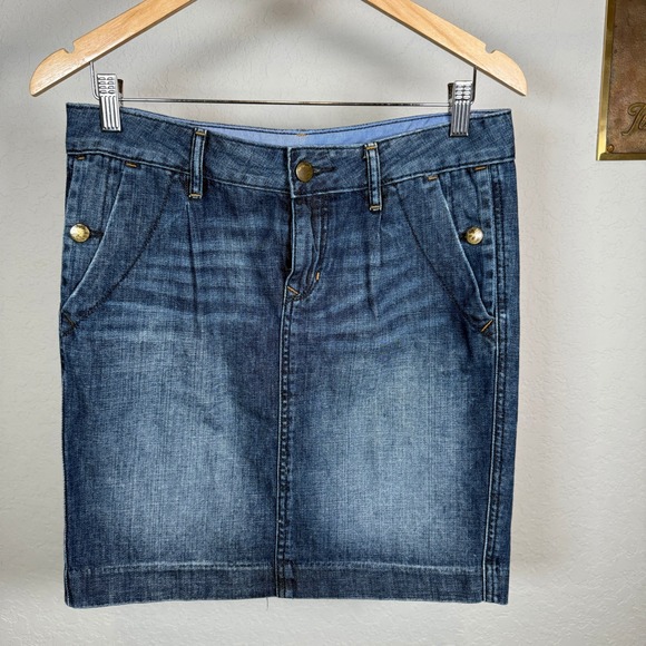 Gap 1969 Denim Skirt Blue Wash A Line Button Fly Women's Size 27 4 - Picture 2 of 7